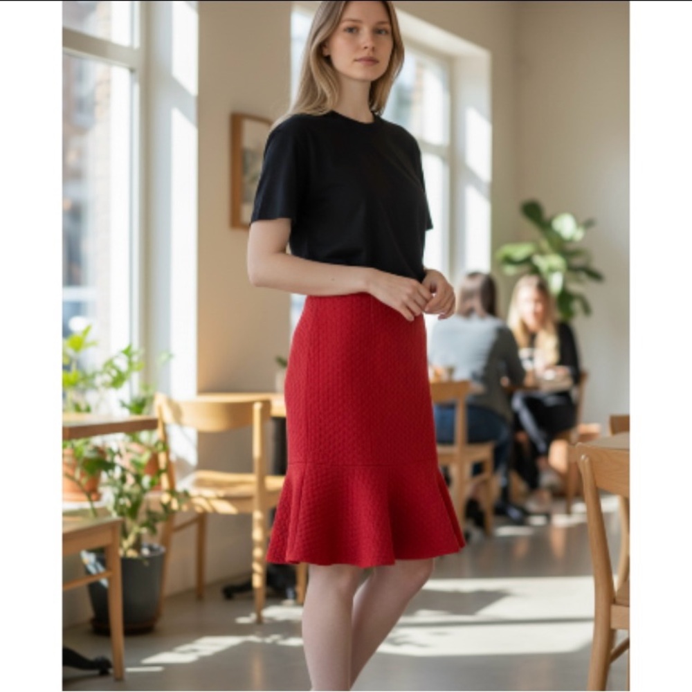 Sharagano Red Quilted Skirt Size 10 - Picture 10 of 10